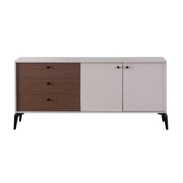 Buffet 2 portes et 3 tiroirs Piedra couleur beige et kaplan 173.3x45x79H