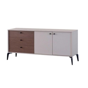Buffet 2 portes et 3 tiroirs Piedra couleur beige et kaplan 173.3x45x79H