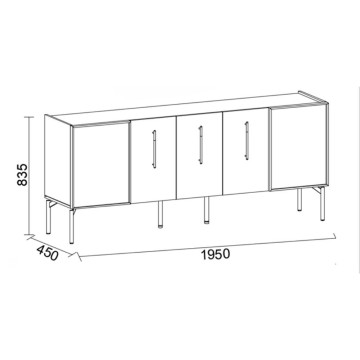 Buffet Vega 5 portes beige et kaplan 195x45x83.5H