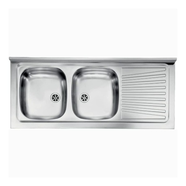 120x50 Evier à poser 2 cuves avec égouttoir droit Mondial inox 120x50 Evier à poser 2 cuves avec égouttoir droit Mondial inox
