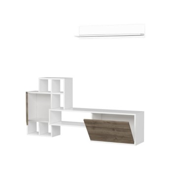 Mur de rangement en noyer et blanc 160 cm - Rinaldo