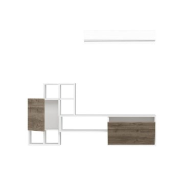 Mur de rangement en noyer et blanc 160 cm - Rinaldo
