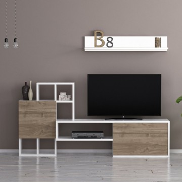 Mur de rangement en noyer et blanc 160 cm - Rinaldo