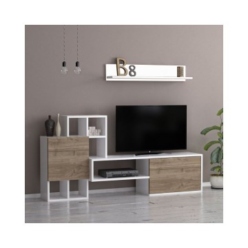 Mur de rangement en noyer et blanc 160 cm - Rinaldo