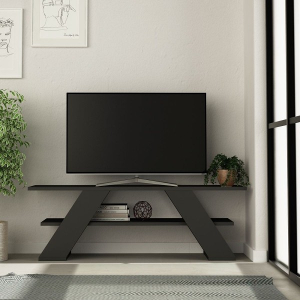 Meuble TV ouvert Farfalla 120 2 étagères anthracite Meuble TV ouvert Farfalla 120 2 étagères anthracite
