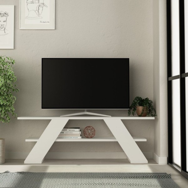 Meuble TV ouvert Farfalla 120 2 étagères blanc Meuble TV ouvert Farfalla 120 2 étagères blanc