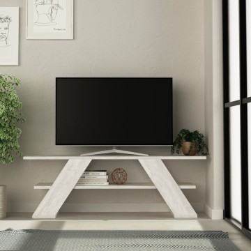 Meuble TV ouvert Farfalla 120 2 étagères blanc vintage