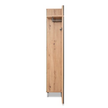Armoire d'entrée avec façade striée et porte miroir Medan42A chêne anthracite 80x37x190H