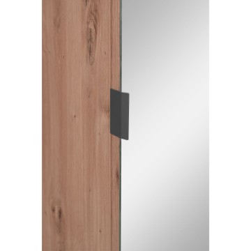 Armoire d'entrée avec façade striée et porte miroir Medan42A chêne anthracite 80x37x190H