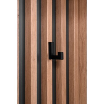 Armoire d'entrée avec façade striée et porte miroir Medan42A chêne anthracite 80x37x190H