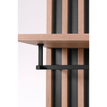Armoire d'entrée avec façade striée et porte miroir Medan42A chêne anthracite 80x37x190H