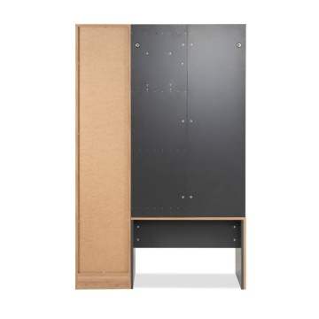 Meuble d'entrée avec façade striée et miroir Medan42B couleur chêne anthracite 122x37x190H