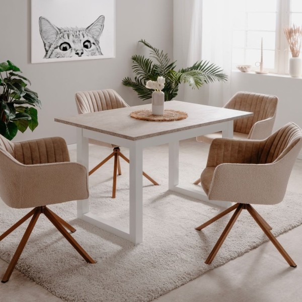 Table rectangulaire à rallonge Houston80B sable et blanc 120x80x75H Table rectangulaire à rallonge Houston80B sable et blanc 120x80x75H