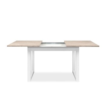 Table rectangulaire à rallonge Houston80B sable et blanc 120x80x75H