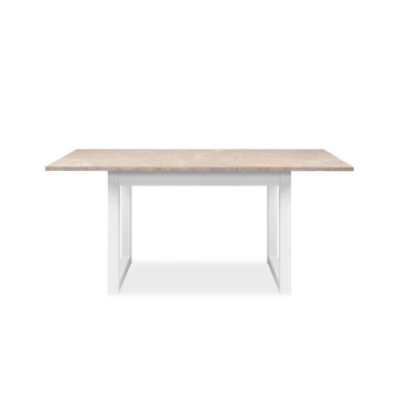 Table rectangulaire à rallonge Houston80B sable et blanc 120x80x75H