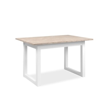 Table rectangulaire à rallonge Houston80B sable et blanc 120x80x75H