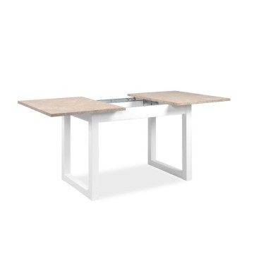 Table rectangulaire à rallonge Houston80B sable et blanc 120x80x75H