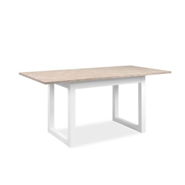 Table rectangulaire à rallonge Houston80B sable et blanc 120x80x75H