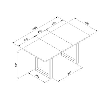 Table rectangulaire à rallonge Houston80B sable et blanc 120x80x75H