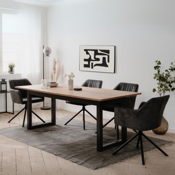 Table à rallonge 200x90x75H Denver80C coloris chêne anthracite.