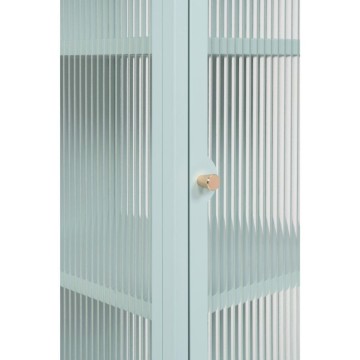 Vitrine Milton01 40x40x101.1H en verre trempé rainuré et acier laminé vert menthe