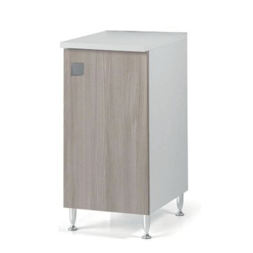Elément bas de cuisine porte en orme et meuble blanc 40x50x87H ASSEMBLÉ