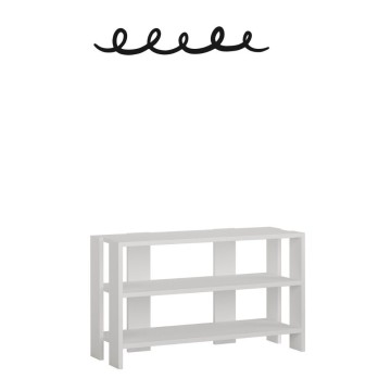 Meuble à chaussures blanc Tono avec porte-manteau noir