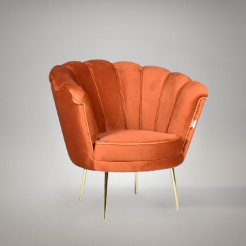 Fauteuil coquille en velours orange Orel