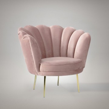 Fauteuil coquille Orel en tissu rose