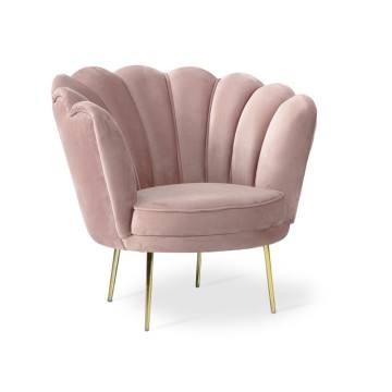 Fauteuil coquille Orel en tissu rose