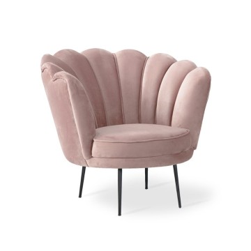 Fauteuil coquille Orel en tissu rose
