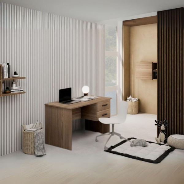Bureau Tiffany à deux tiroirs 119x64x75h couleur noyer naturel Bureau Tiffany à deux tiroirs 119x64x75h couleur noyer naturel