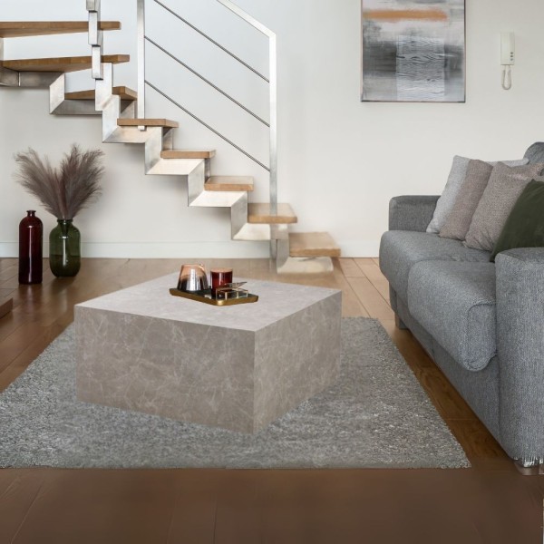 Table basse carrée Lola beige effet marbre 80x80x40H Table basse carrée Lola beige effet marbre 80x80x40H
