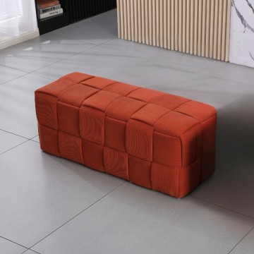 Pouf rectangulaire effet tissé couleur rouille Den 104x39x39H
