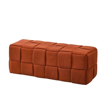 Pouf rectangulaire effet tissé couleur rouille Den 104x39x39H