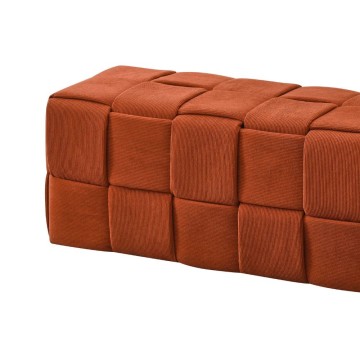 Pouf rectangulaire effet tissé couleur rouille Den 104x39x39H