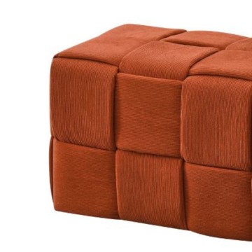Pouf rectangulaire effet tissé couleur rouille Den 104x39x39H