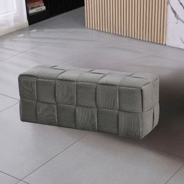 Pouf rectangulaire gris avec effet tissé Den 104x39x39H