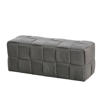 Pouf rectangulaire gris avec effet tissé Den 104x39x39H