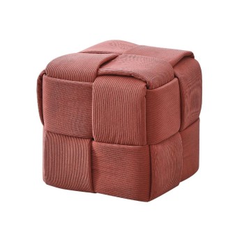 Pouf carré couleur brique en tissu effet tressé Den 39x39x39H