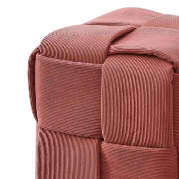 Pouf carré couleur brique en tissu effet tressé Den 39x39x39H