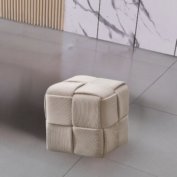 Pouf carré effet tressé couleur tourterelle Den 39x39x39H