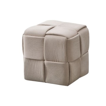 Pouf carré effet tressé couleur tourterelle Den 39x39x39H