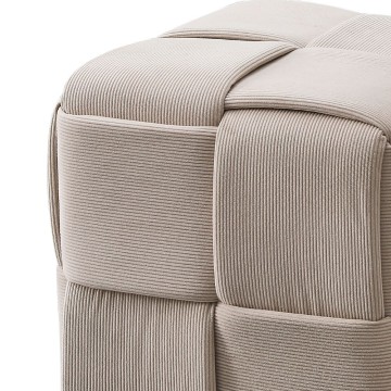 Pouf carré effet tressé couleur tourterelle Den 39x39x39H