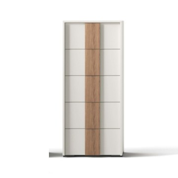 Kross 51x42x104H Bloc 5 tiroirs blanc nuage et noyer d'Amérique
