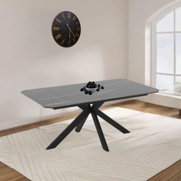 180x100x76H Table à rallonge élégante Opera gold black marble effect