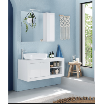 BASIC ARMOIRE DE TOILETTE MURALE 2 PORTES L.92 CM COULEUR BLANC BRILLANT