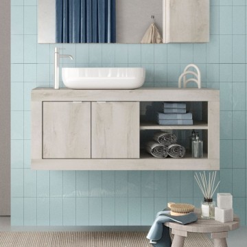 Basic110 armoire de toilette suspendue en pin blanc 110x47x47H