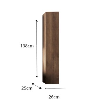 Jupiter1 26x25x138H colonne de salle de bain murale en chêne mercure