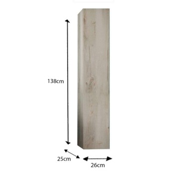 Basic1 colonne murale en pin blanc pour salle de bain 25x26x138H